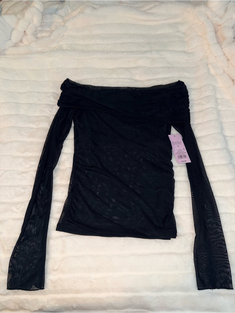 Black Sheer Mesh Off Shoulder Top NWT Small